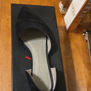 Black Suede Pointed D'Orsay Flats - Women's